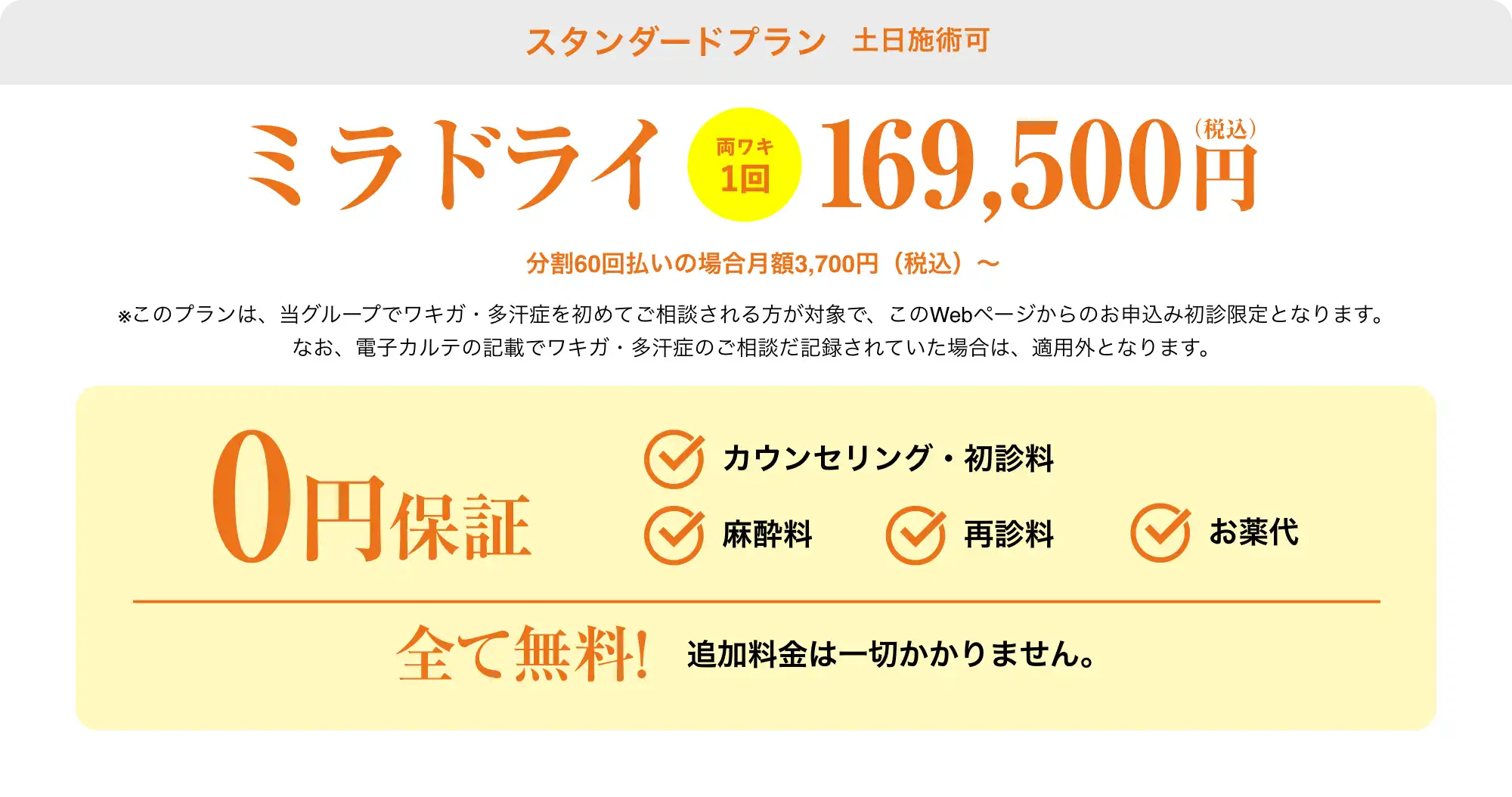 スタンダードプラン平日施術割キャンペーン198,000円